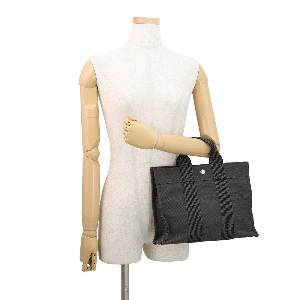 HERMES Her Line Tote Gray Canvas Size PM