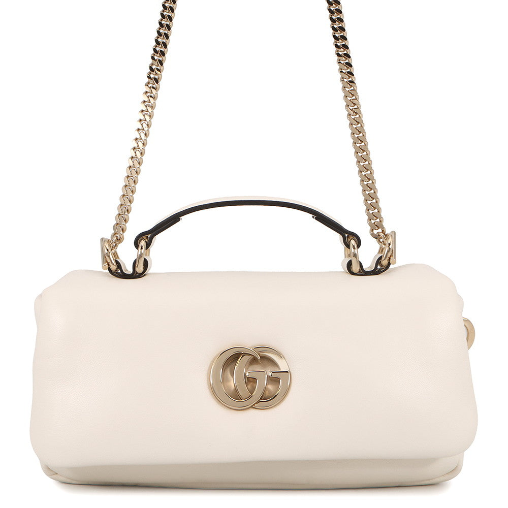 GUCCI GG Milano Top Handle Chain Shoulder Bag White806017 Leather