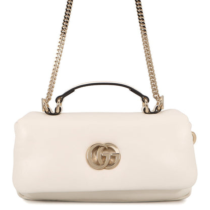 GUCCI GG Milano Top Handle Chain Shoulder Bag White806017 Leather