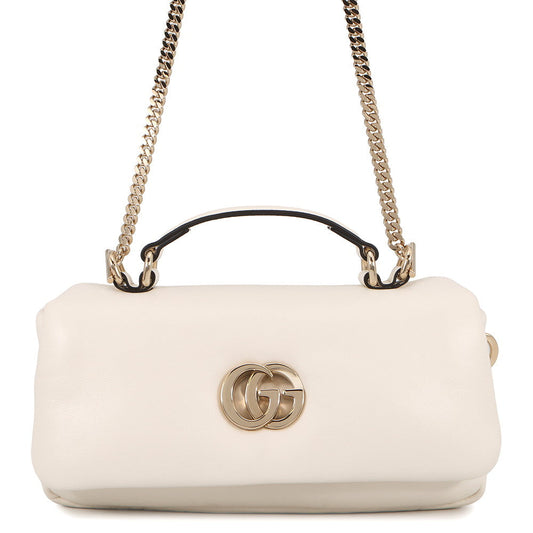 GUCCI GG Milano Top Handle Chain Shoulder Bag White806017 Leather