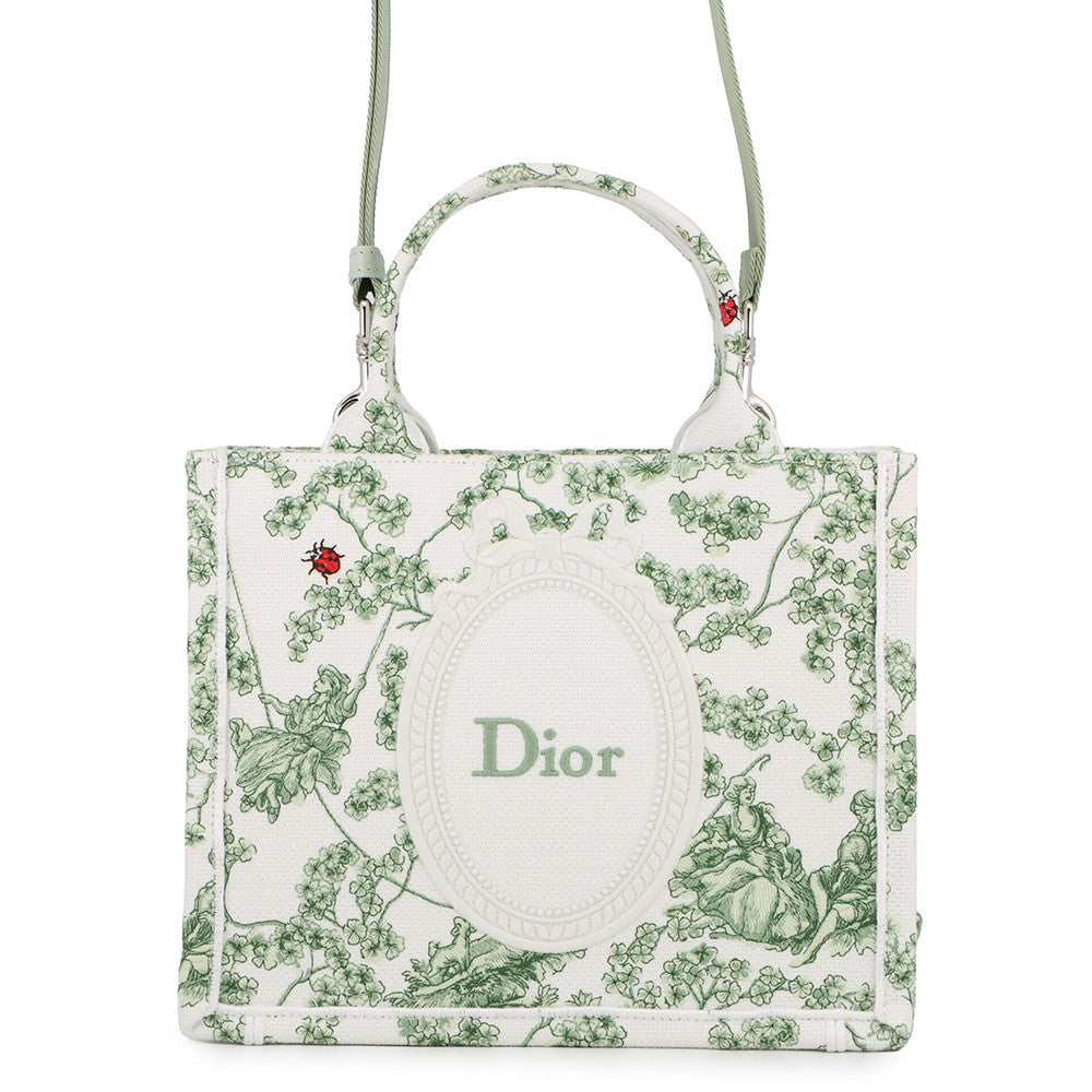 Dior Book Tote Toile de Jouy Clover/Ladybug White/GreenM1404PEHR_M28I Canvas Size Small