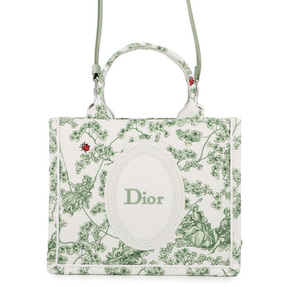 Dior Book Tote Toile de Jouy Clover/Ladybug White/GreenM1404PEHR_M28I Canvas Size Small