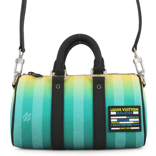 LOUIS VUITTON Keepall Green/YellowM59949 Damier stripe Size XS