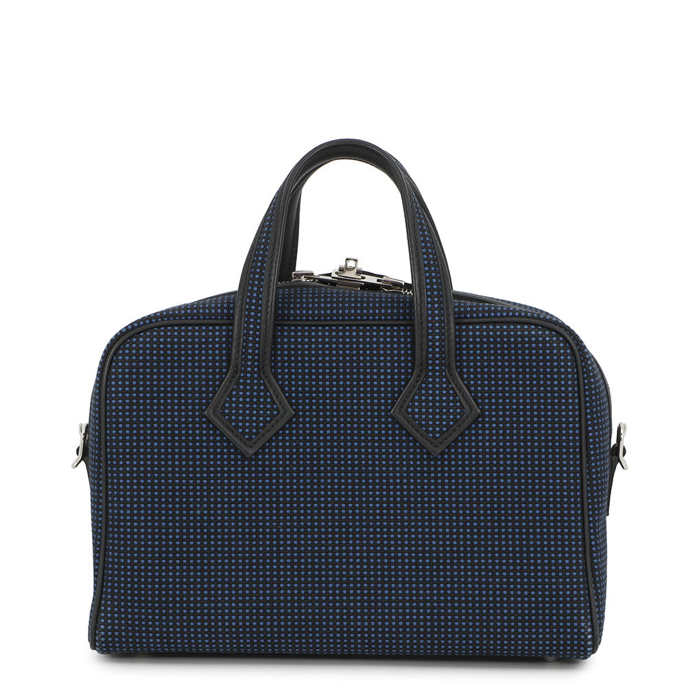 HERMES Victoria 3 Fool Toe Black/Blue Saphir Swift Leather Toile Cadrille Size Mini