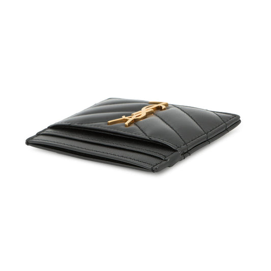 SAINT LAURENT PARIS Cassandra Matelassé Card Case Black423291AAA441000 Lambskin