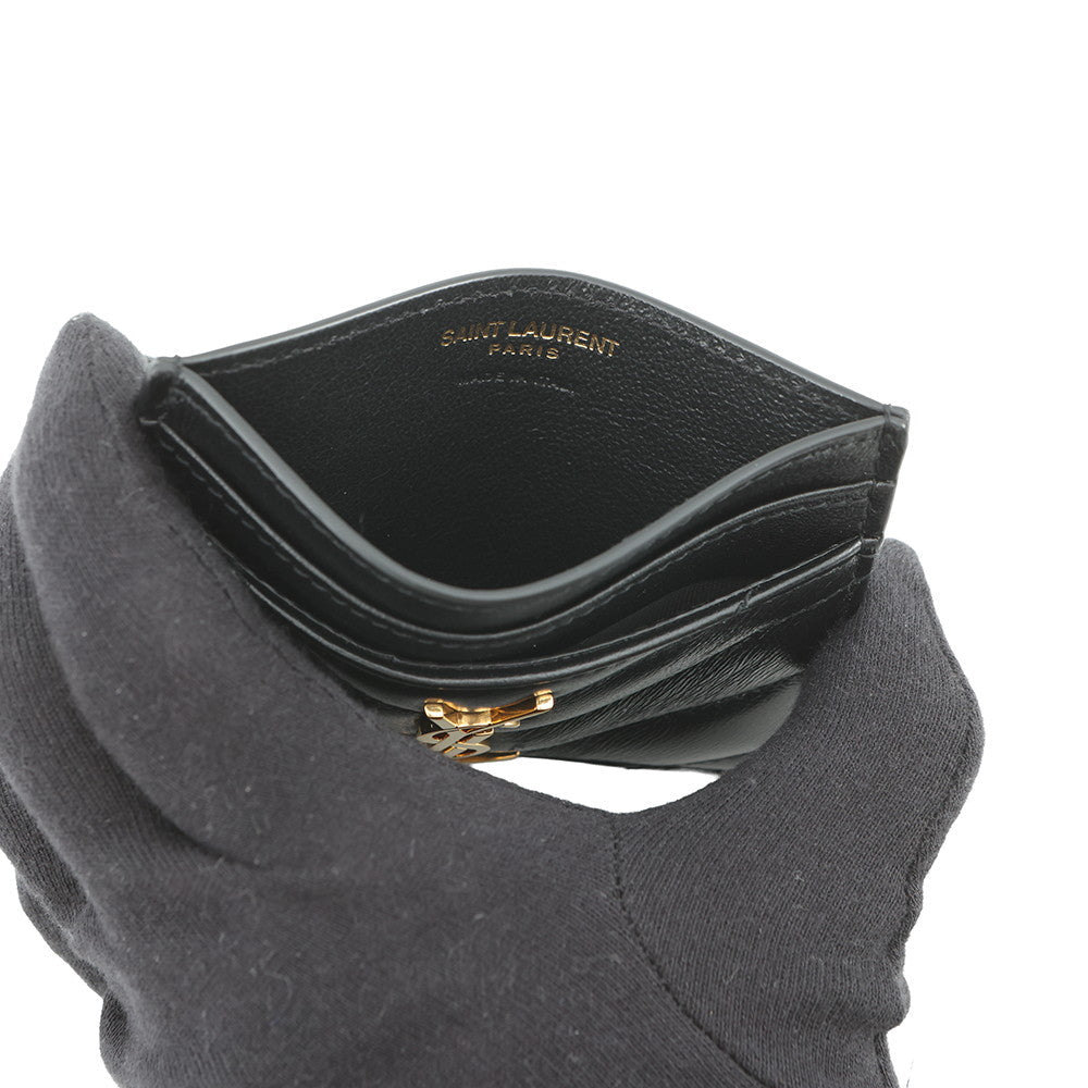 SAINT LAURENT PARIS Cassandra Matelassé Card Case Black423291AAA441000 Lambskin