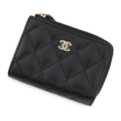 CHANEL Classic Small Flap Zip Wallet BlackAP3177 Caviar Leather