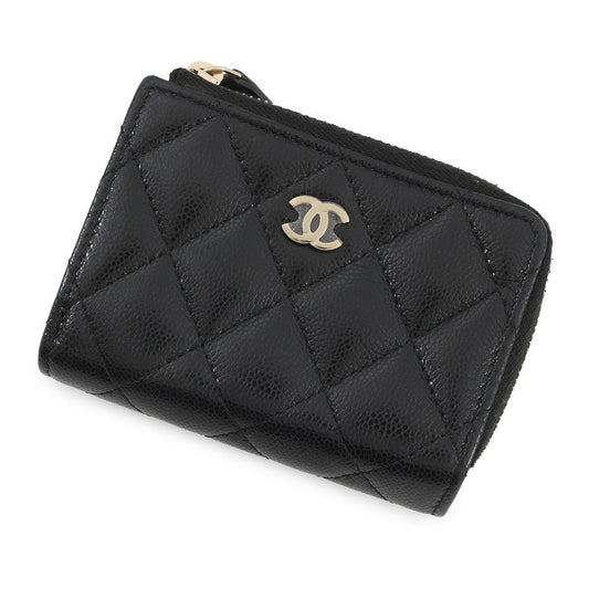 CHANEL Classic Small Flap Zip Wallet BlackAP3177 Caviar Leather