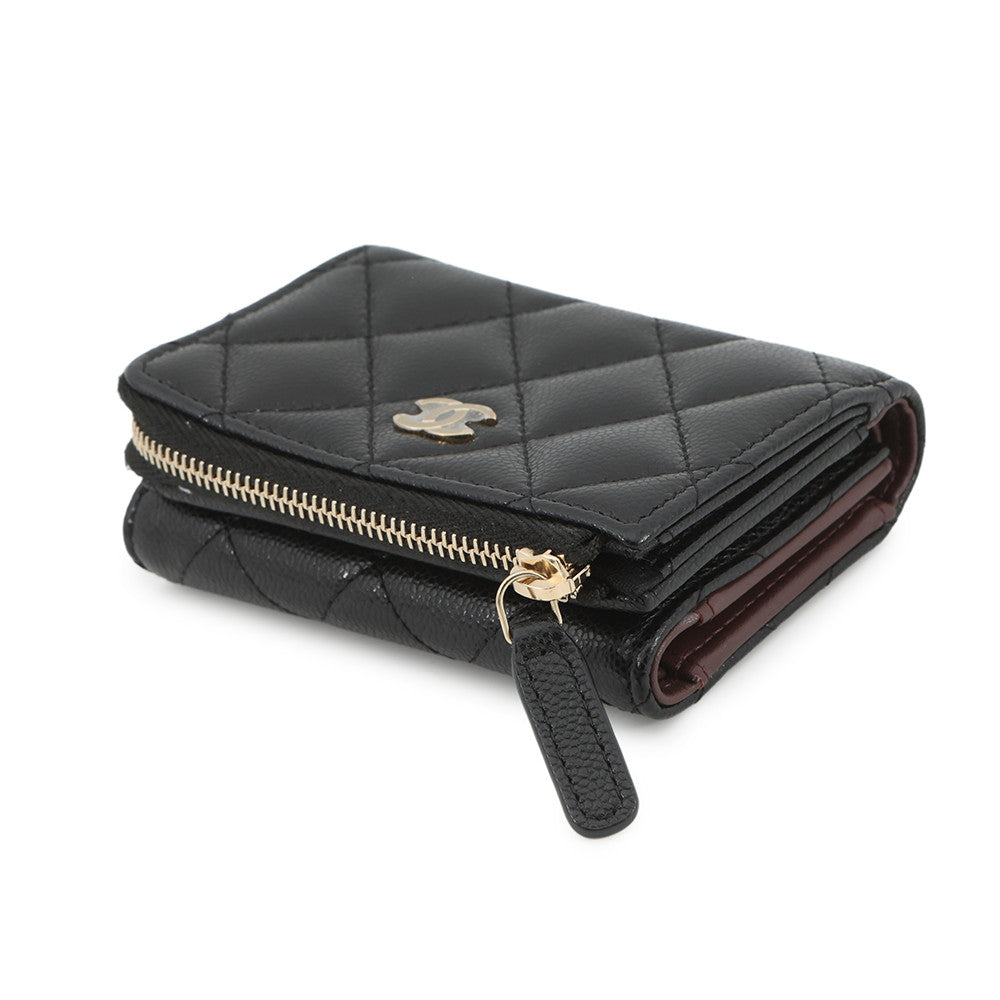 CHANEL Classic Small Flap Zip Wallet BlackAP3177 Caviar Leather