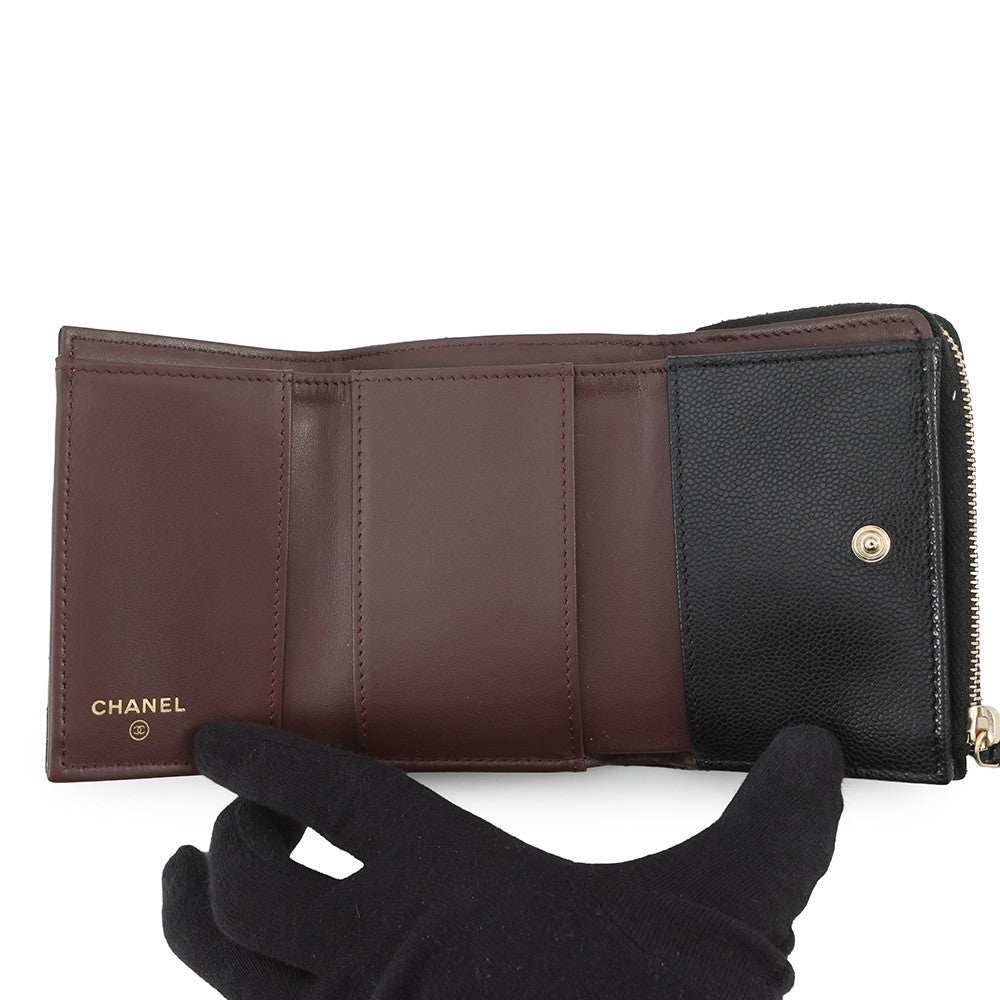 CHANEL Classic Small Flap Zip Wallet BlackAP3177 Caviar Leather