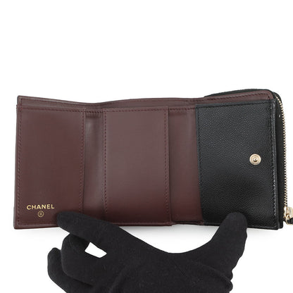 CHANEL Classic Small Flap Zip Wallet BlackAP3177 Caviar Leather