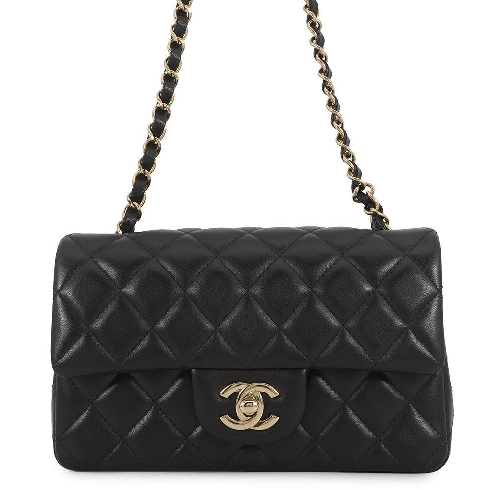 CHANEL Mini Matelasse ChainShoulder Bag BlackA69900 Lambskin Size 20