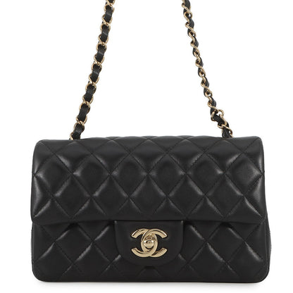 CHANEL Mini Matelasse ChainShoulder Bag BlackA69900 Lambskin Size 20