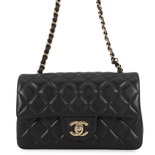 CHANEL Mini Matelasse ChainShoulder Bag BlackA69900 Lambskin Size 20