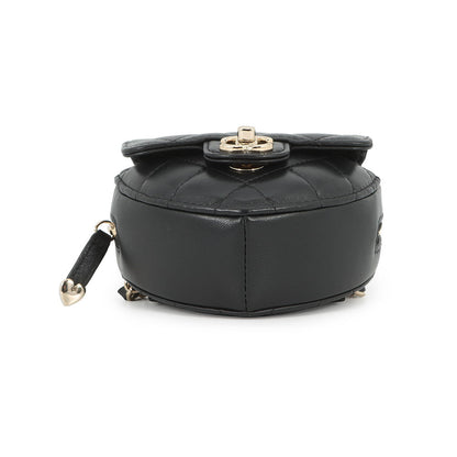 CHANEL Matelasse Heart Chain Shoulder Bag BlackAP2787 Lambskin