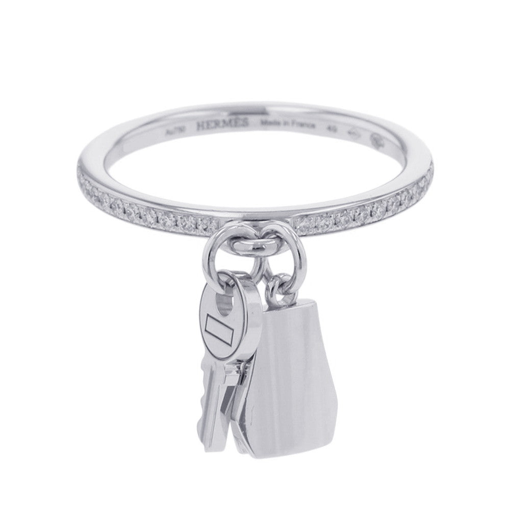 HERMES Kelly・Clochette Ring Size PM/49/#9 18K White Gold