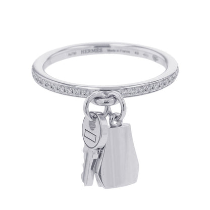 HERMES Kelly・Clochette Ring Size PM/49/#9 18K White Gold