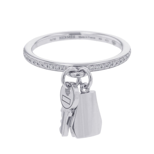 HERMES Kelly・Clochette Ring Size PM/49/#9 18K White Gold