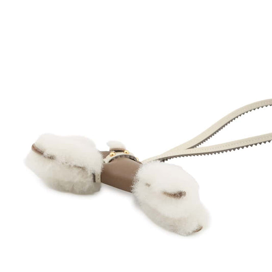 HERMES Buddy Bag Charm Epic Etoupe/Craie Lambskin Mouton Size PM