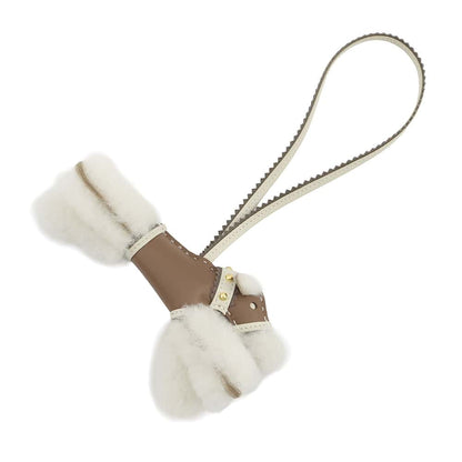 HERMES Buddy Bag Charm Epic Etoupe/Craie Lambskin Mouton Size PM