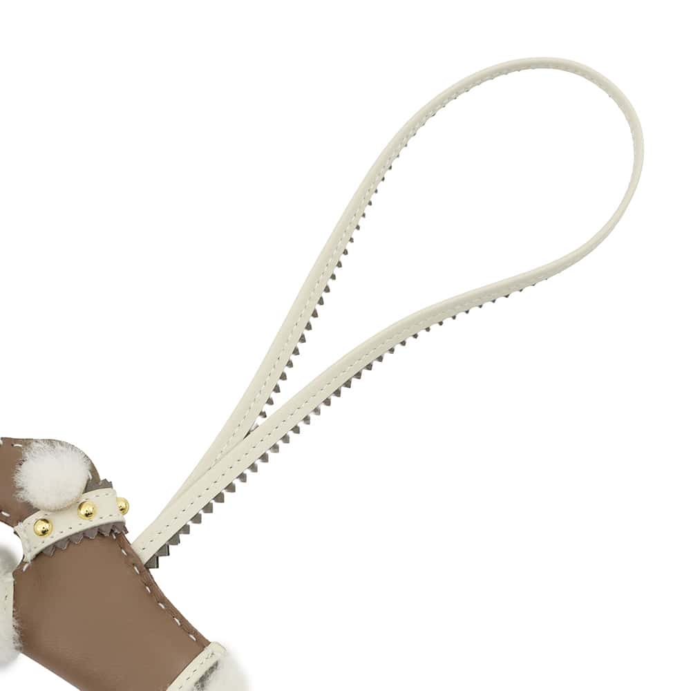 HERMES Buddy Bag Charm Epic Etoupe/Craie Lambskin Mouton Size PM