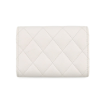 CHANEL Matelasse Classic Small Flap Wallet Tri-fold Wallet WhiteAP0230 Caviar Leather
