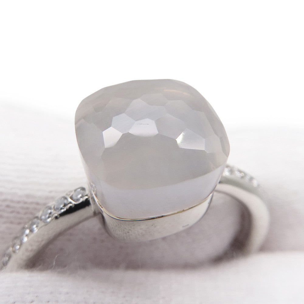 Pomellato Nude Petite Milky Quartz Diamond Ring Size 55/#15PAC2032_UW000_B0QLT 18K White Gold