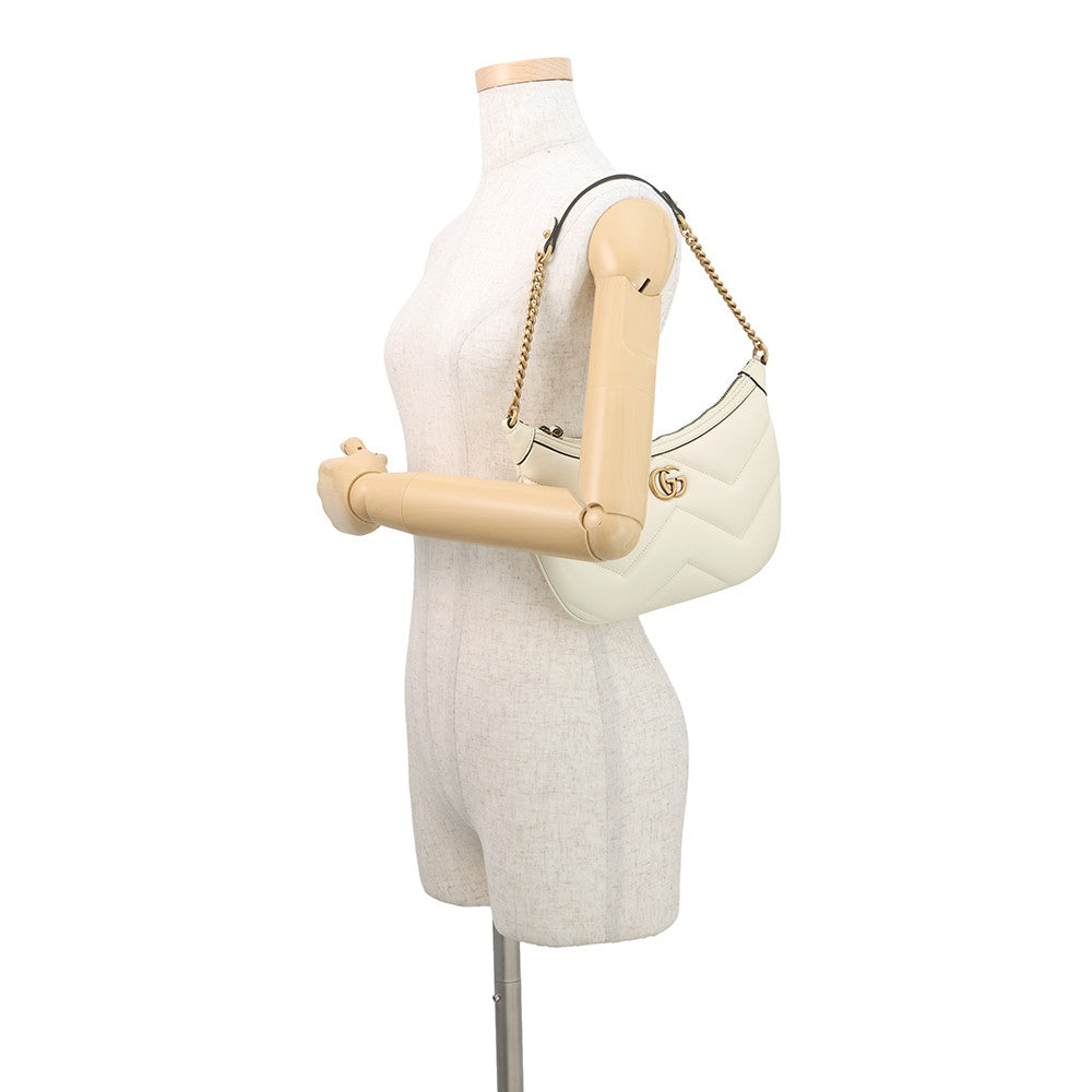GUCCI GG Marmont ChainShoulder Bag Ivory777263 Leather Size Small