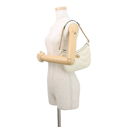 GUCCI GG Marmont ChainShoulder Bag Ivory777263 Leather Size Small