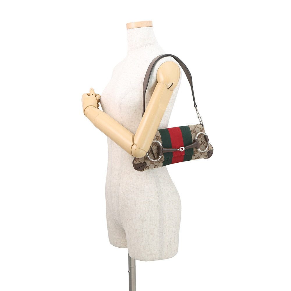 GUCCI Horsebit 2WAYShoulder Bag Beige764255 GG Canvas Leather