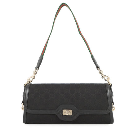 GUCCI Luce Shoulder Bag Black786027 GG Canvas Leather Size Small
