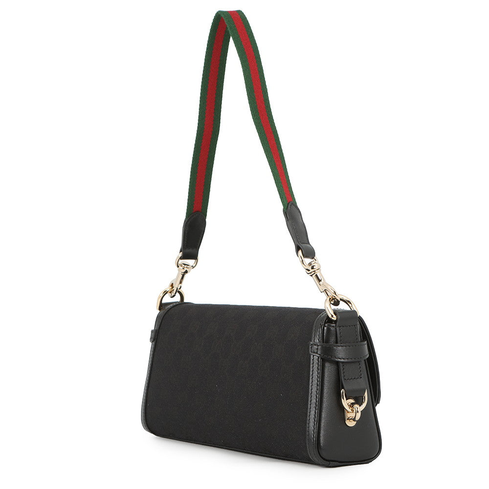 GUCCI Luce Shoulder Bag Black786027 GG Canvas Leather Size Small