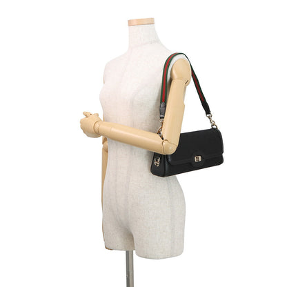 GUCCI Luce Shoulder Bag Black786027 GG Canvas Leather Size Small