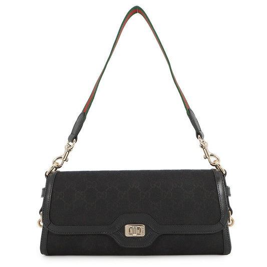 GUCCI Luce Shoulder Bag Black786027 GG Canvas Leather Size Small