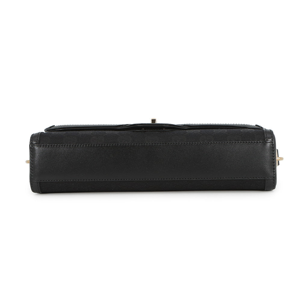 GUCCI Luce Shoulder Bag Black786027 GG Canvas Leather Size Small