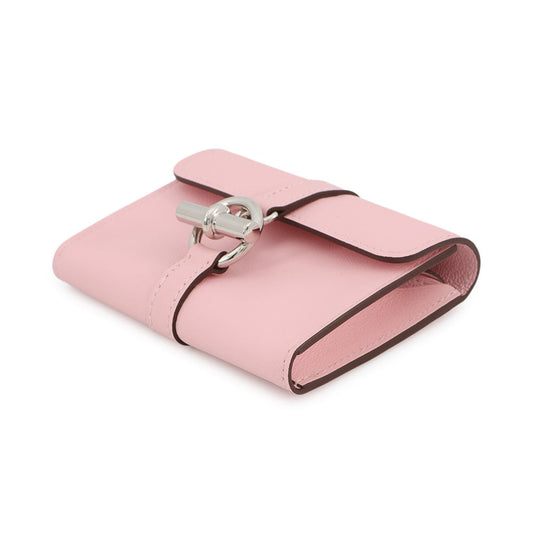 HERMES Glenan Compact Wallet Rose Sakura Swift Leather