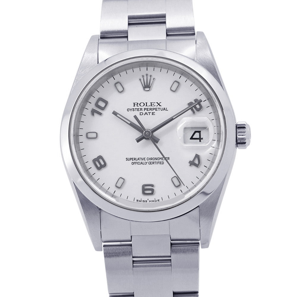 ROLEX Oyster Perpetual Date W34mm Stainless Steel White Dial15200