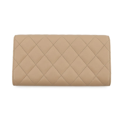 CHANEL Matelasse Classic Long Flap Wallet BeigeA80758 Lambskin