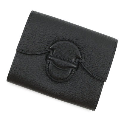 HERMES Port Folio 1938-12 Compact Wallet Black Chevre Myzore Goatskin