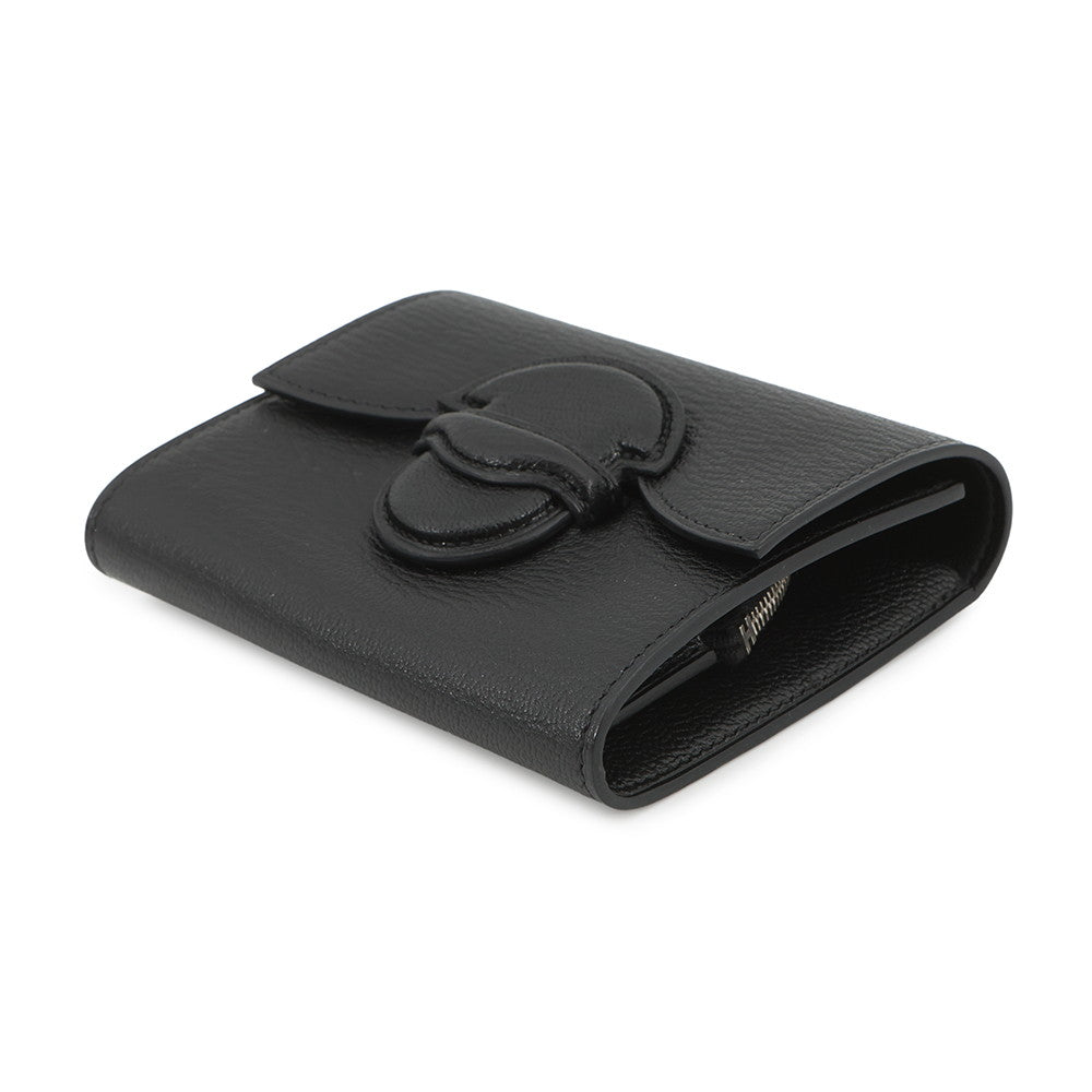 HERMES Port Folio 1938-12 Compact Wallet Black Chevre Myzore Goatskin