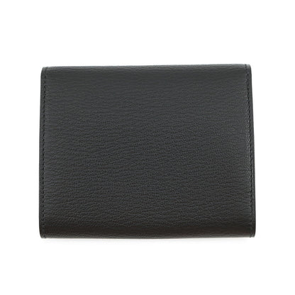 HERMES Port Folio 1938-12 Compact Wallet Black Chevre Myzore Goatskin
