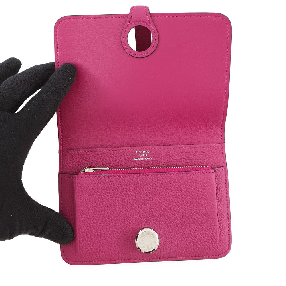 HERMES Dogon compact Rose Purple Togo Leather