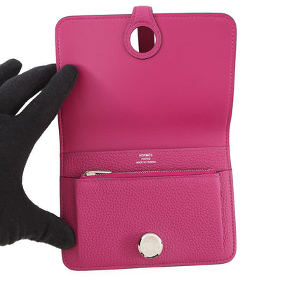 HERMES Dogon compact Rose Purple Togo Leather