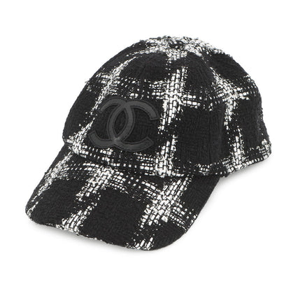 CHANEL CC Logo Tweed Cap Size M Black/WhiteAA7108 Cotton39% Wool39% Acryl18% Polyester2% Viscose2%