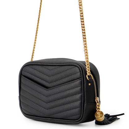 SAINT LAURENT PARIS Lou ChainShoulder Bag Black618057 Leather Size Mini