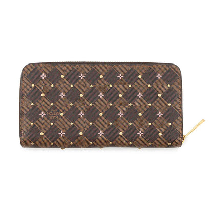LOUIS VUITTON Zippy Wallet PinkN60473 Damier Ebene Canvas/Studded