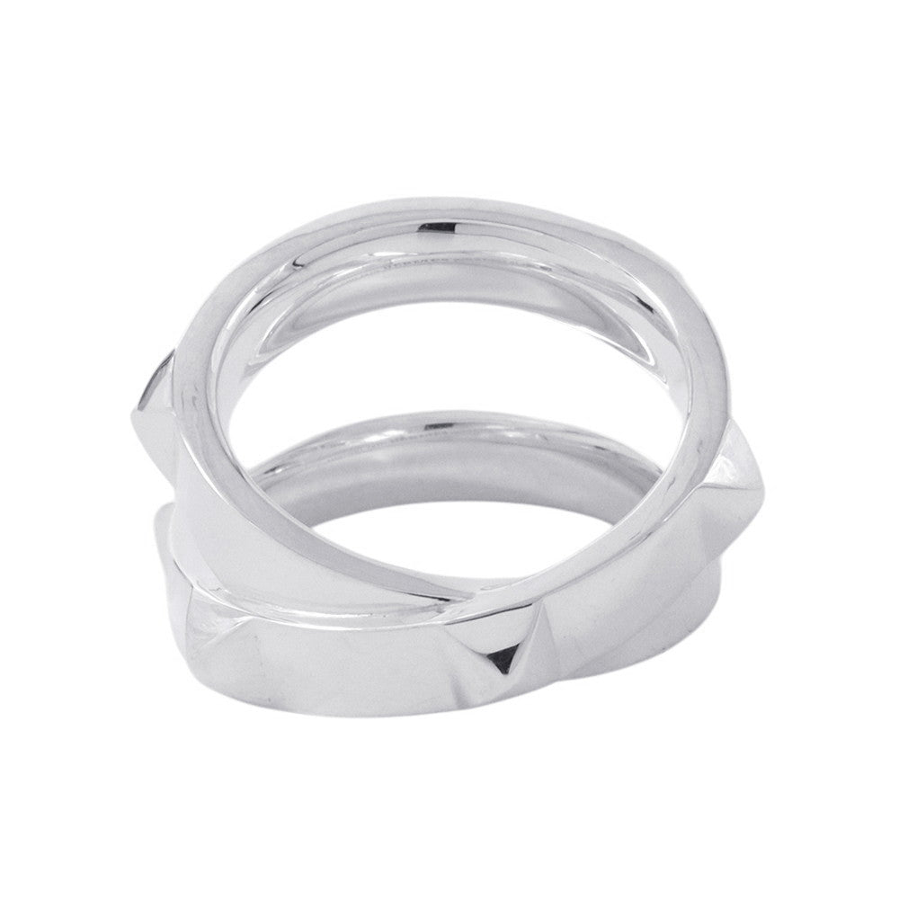 HERMES Clou de H Double Round Ring Size 51/#11 SV925