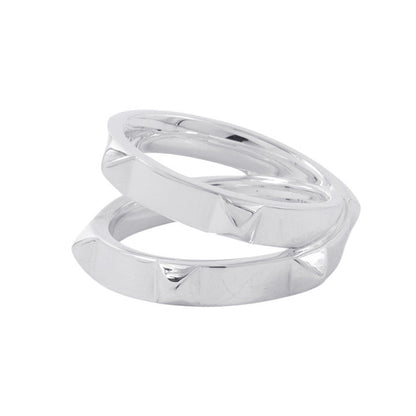 HERMES Clou de H Double Round Ring Size 56/#16 SV925
