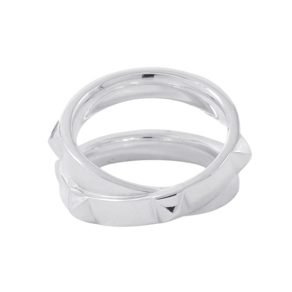 HERMES Clou de H Double Round Ring Size 56/#16 SV925