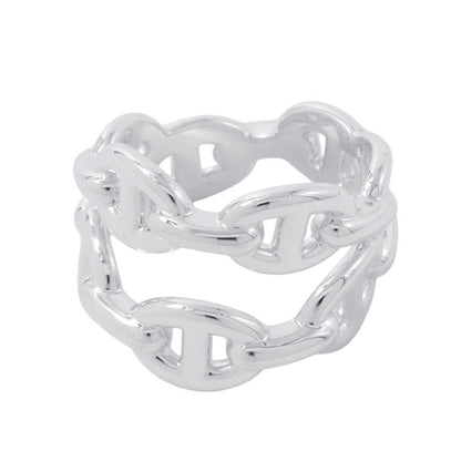 HERMES Chaine d'Ancre Double Row Ring Size 51/#11H122608B 00046 SV925
